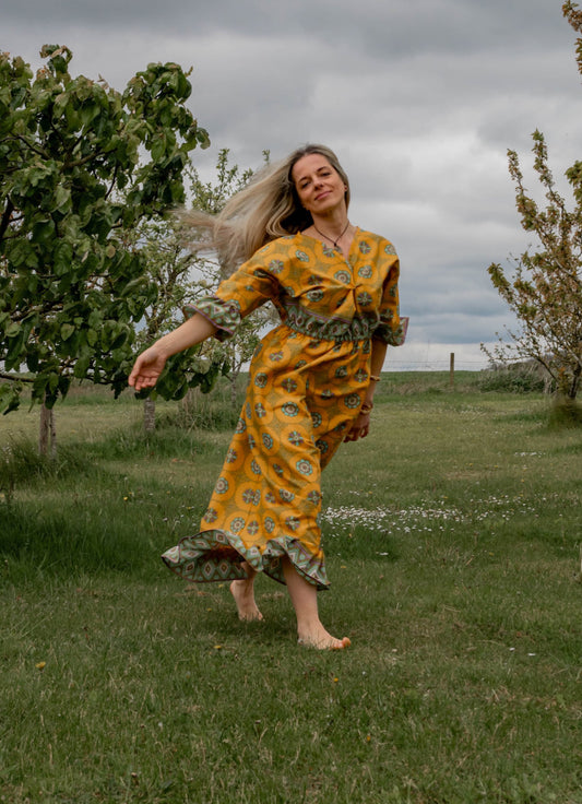 Yellow Frilled Maxi Dress